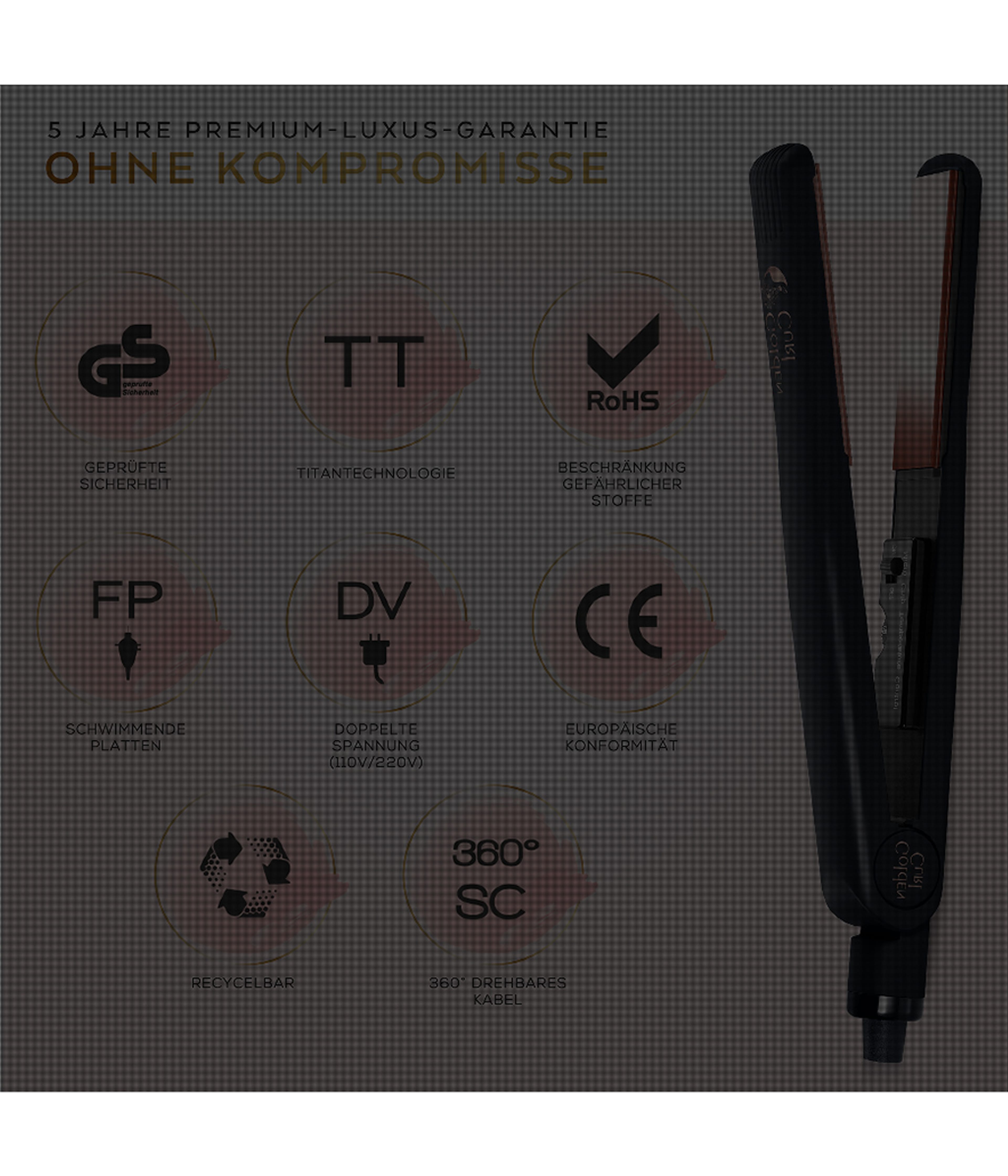 Produktbild 3 von 6, Golden Curl Rosé Gold Glätteisen