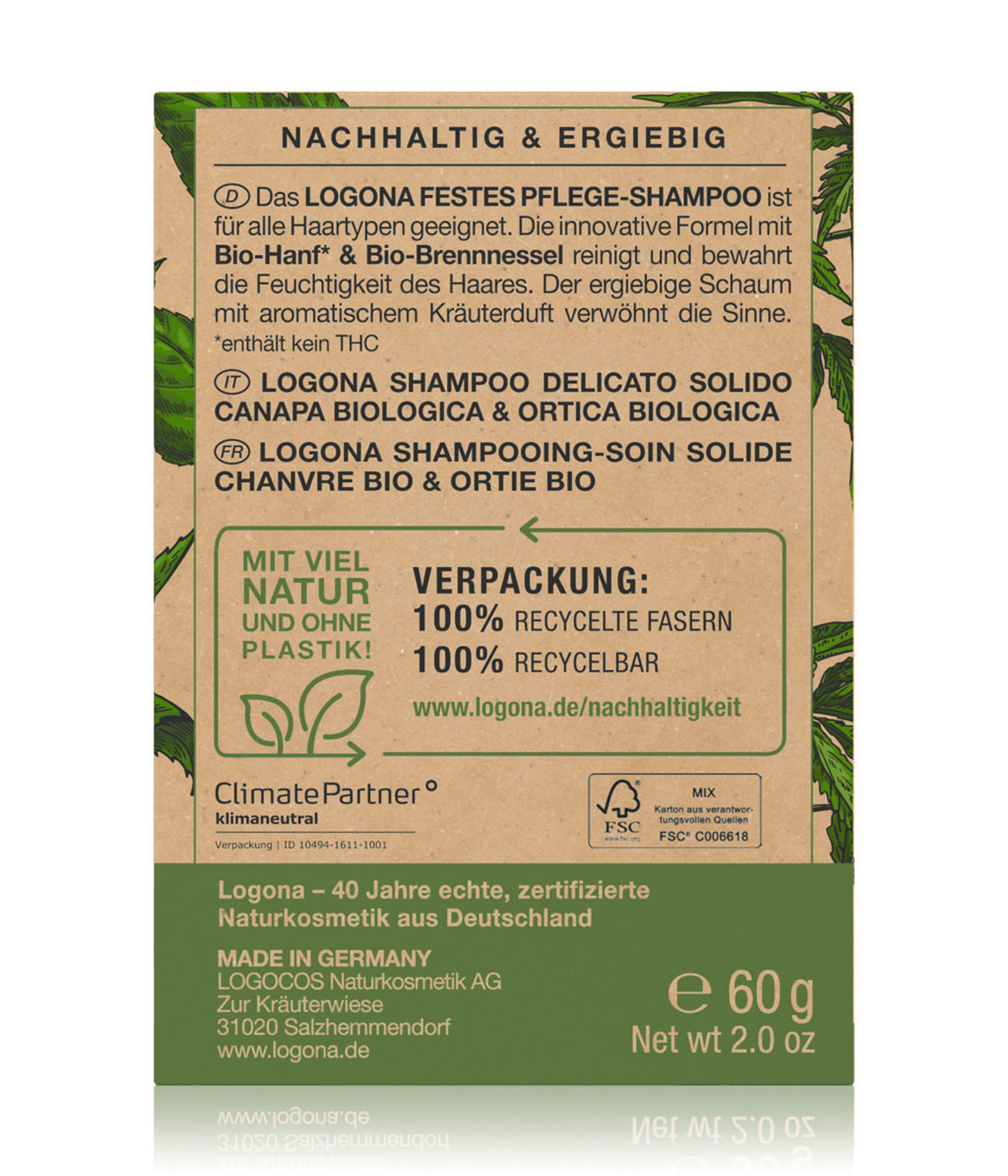 Produktbild 3 von 6, Logona Bio-Hanf & Bio-Brennessel Festes Shampoo