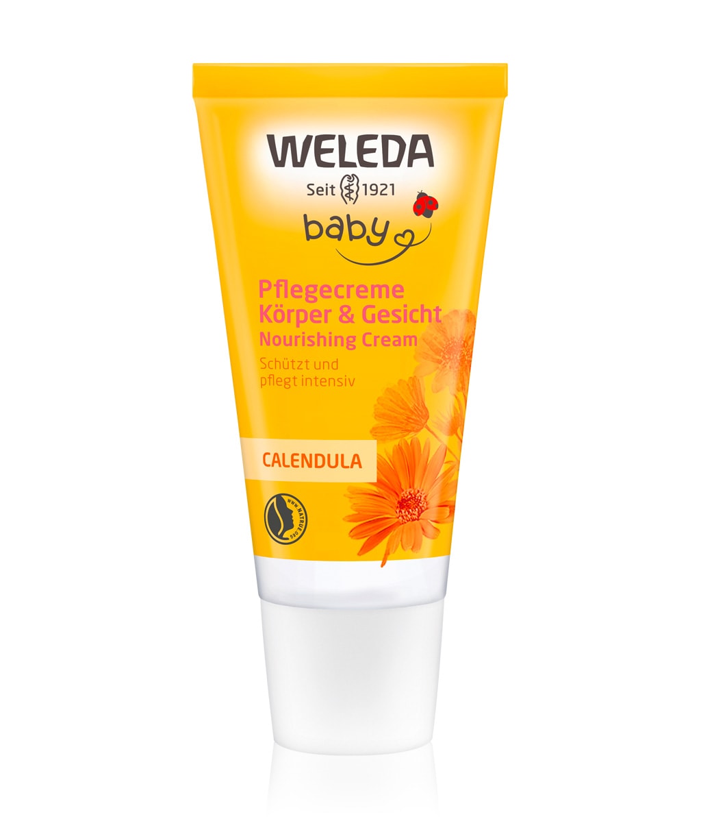 Artikel klicken und genauer betrachten! - Die Weleda Calendula-Pflegecreme ist ideal für die tägliche Körperpflege von Babys und Kindern. Die reichhaltige Pflegecreme mit sorgfältig ausgewählten Natursubstanzen schützt zarte Haut und hält sie samtig weich. Ein wertvoller Auszug aus Bio-Calendula beruhigt die Haut; hautverwandtes Wollwachs bildet einen zuverlässigen Schutz vor dem Austrocknen. Die mild duftende Creme eignet sich auch sehr gut für die Pflege trockener Hautstellen. | im Online Shop kaufen