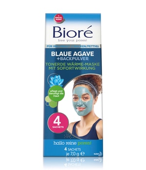 Bioré Blaue Agave + Backpulver Hallo Reine Poren Gesichtsmaske  4 Stk