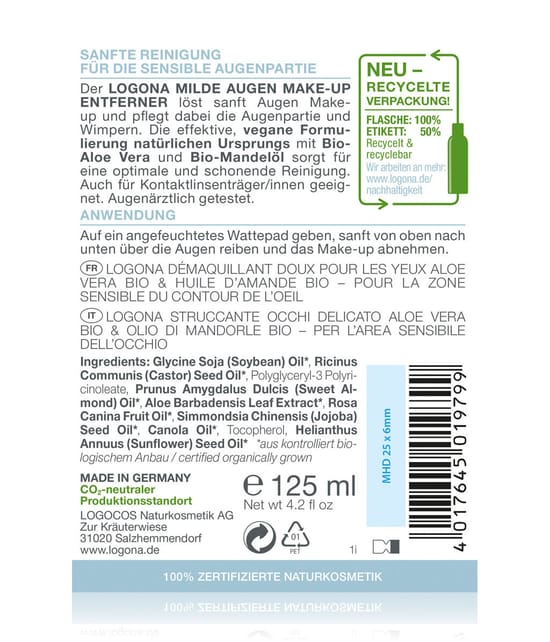 Logona Classic Augenmake-up Entferner 125 ml 4017645019799 pack-shot_de