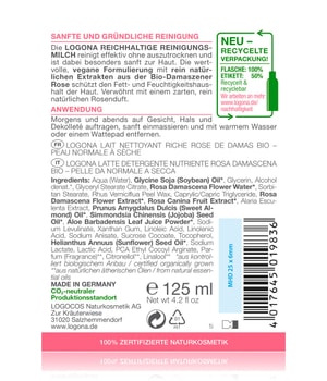 Rose Reichhaltige flaconi | kaufen Reinigungsmilch Bio-Damaszener Logona Moisture Reinigungsmilch