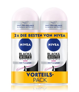NIVEA Black & White Invisible Clear Anti-Transpirant Deodorant Roll-On  2x50 ml