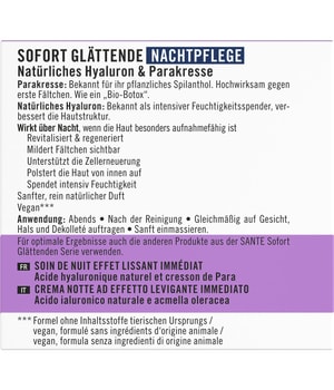 Sante Sofort glättende Nachtpflege Natürliches Hyaluron & Parakresse  Nachtcreme kaufen | flaconi