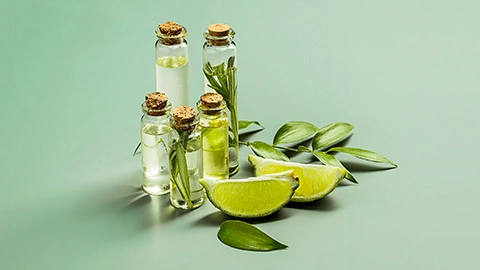 Raumduft selber machen Limettenöl in Flaschen