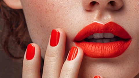 Lippenstift selber machen Frau mit rotem Lippenstift
