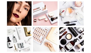 Frau und Make-up Produkte