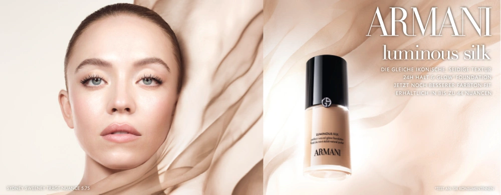 Giorgio Armani Luminous Silk Foundation bei flaconi bestellen Giorgio Armani Luminous Silk Foundation und Model