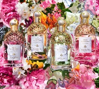 Guerlain Aqua Allegoria Duft Flakons und Blumen