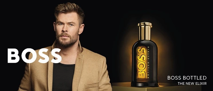 Model und Hugo Boss Parfum Flakon