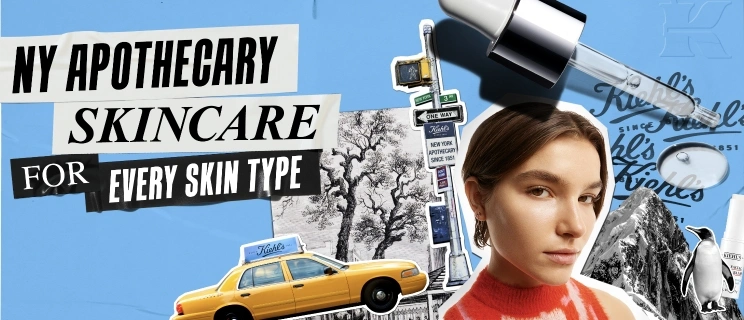 Collage mit Kiehl's Claim, Model und Produkten