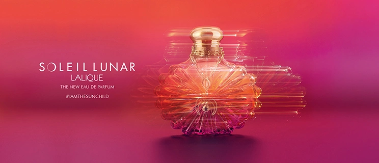 Lalique Parfum Flakon und Slogan