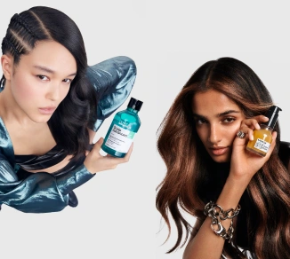 Frauen und L'Oréal Professionnel Pflege Produkte