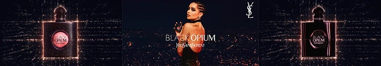 Frau und Yves Saint Laurent Black Opium Flakons